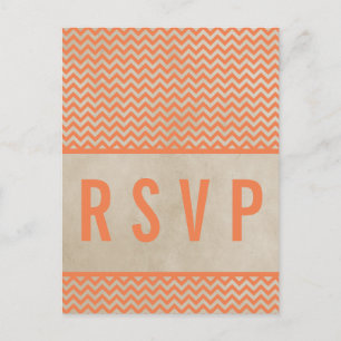 De Convite Cartão postal RSVP Chic Chevron Laranja