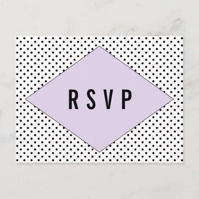 De Convite Cartão postal RSVP do Bolinhas Moderno Lilac (Frente)