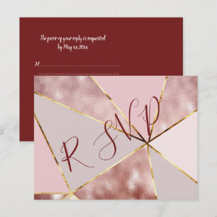 De Convite Cartão postal RSVP Dourado do Rosa moderno