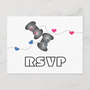 De Convite Cartão postal RSVP Geeky Gamers