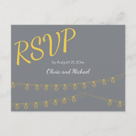 De Convite Cartão postal RSVP para casamento em amarelo e cin