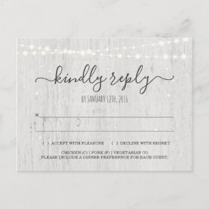 De Convite Cartão postal RSVP Rustic Winter