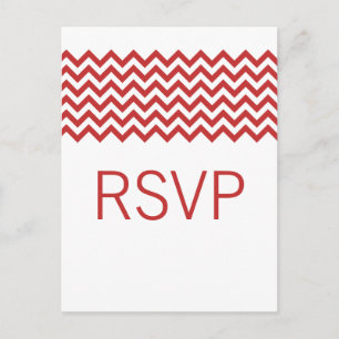 De Convite Cartão postal RSVP Simples Red Chevron