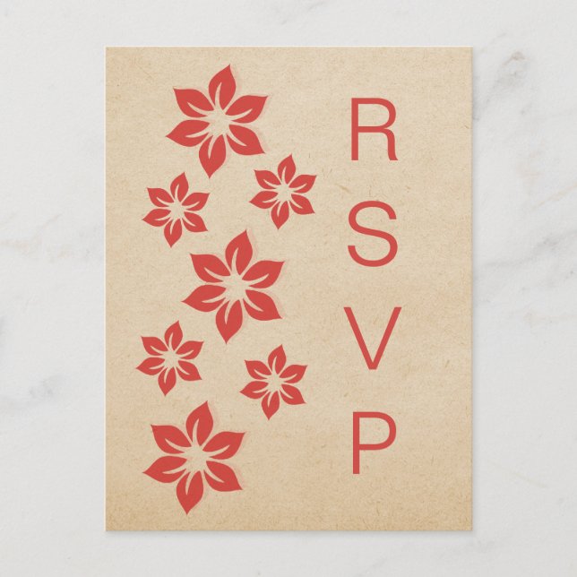 De Convite Cartão postal RSVP Tropical Vermelho (Frente)