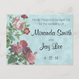 De Convite Cartão postal RSVP | Vintage Rosa Wedding