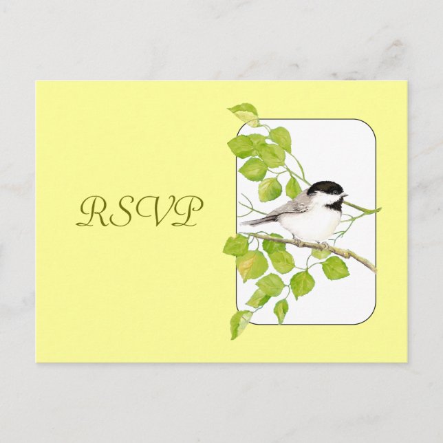 De Convite Cartão postal RSVP Wedding, Bird, Nature Chickadee (Frente)