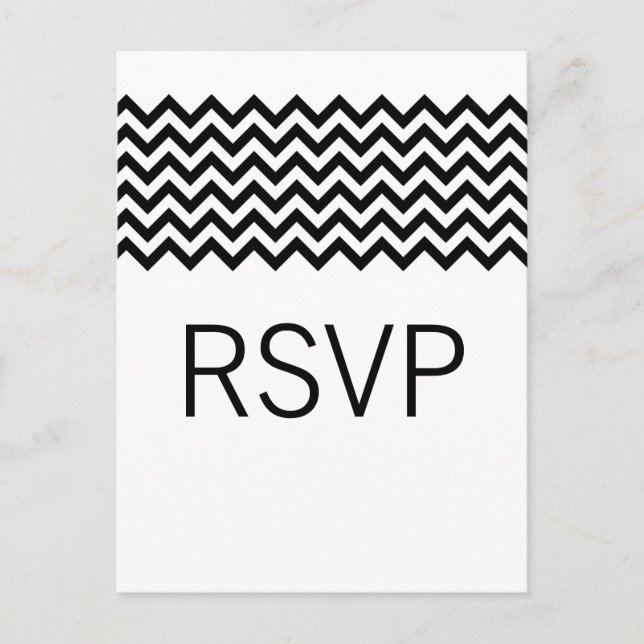 De Convite Cartão postal Simple Chevron RSVP Ebony (Frente)
