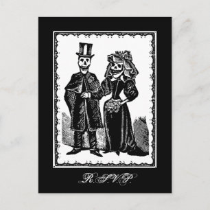 De Convite Casal Skeleton (RSVP) - Cartão postal