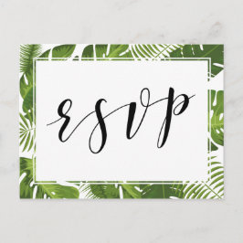 De Convite Casamento elegante tropical com cartão postal da R