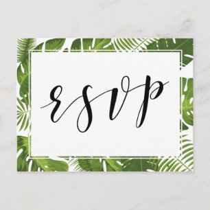 De Convite Casamento elegante tropical com cartão postal da R