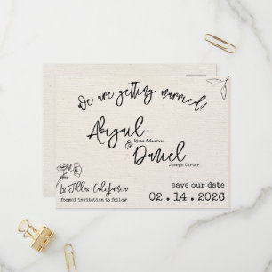 De Convite Casamento Salve A Data Cartão Postal Minimalista