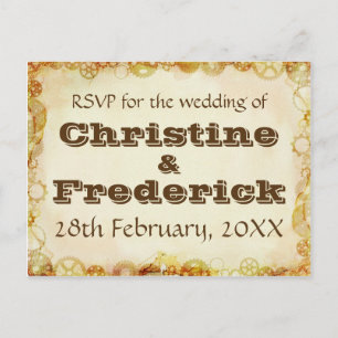 De Convite Casamento Steampunk, cartão postal RSVP