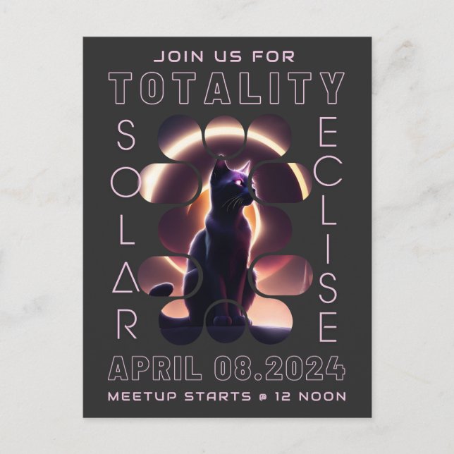 De Convite Eclipse Solar Meetup 2024 | Cartão postal do convi (Frente)