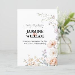 🌸 de Convite Floral Neutro 🤍 Minimalista
