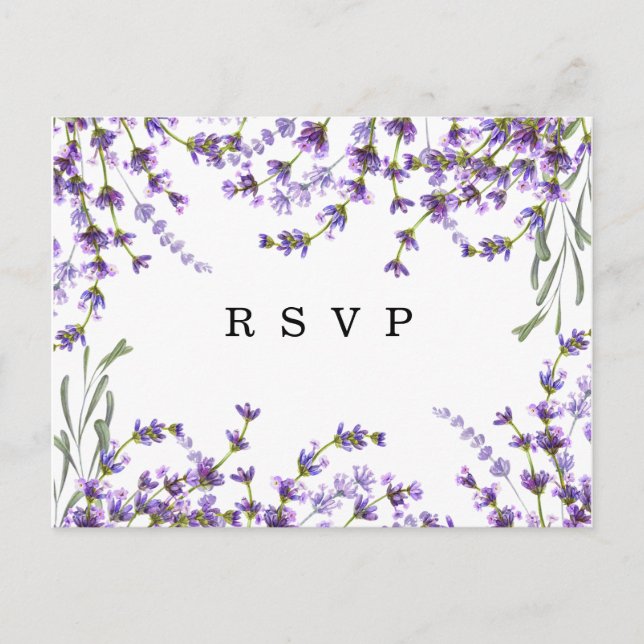 De Convite lavanda florals boho casamento rsvp cartão postal (Frente)