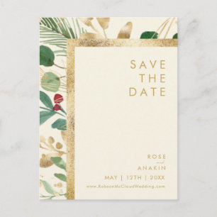 De Convite Natal Moderno   Cartão Postal Cream Save The Date