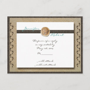 De Convite Pegadas no cartão postal Sand RSVP