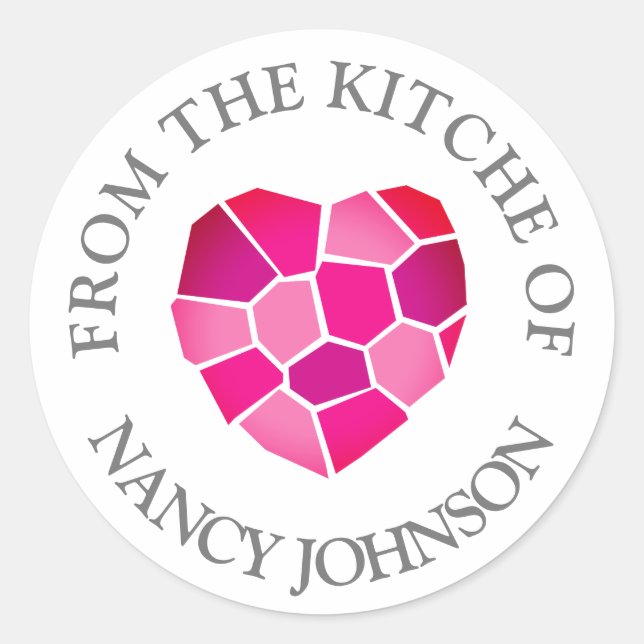 De coração cor rosa da cozinha dos autocolantes (Frente)