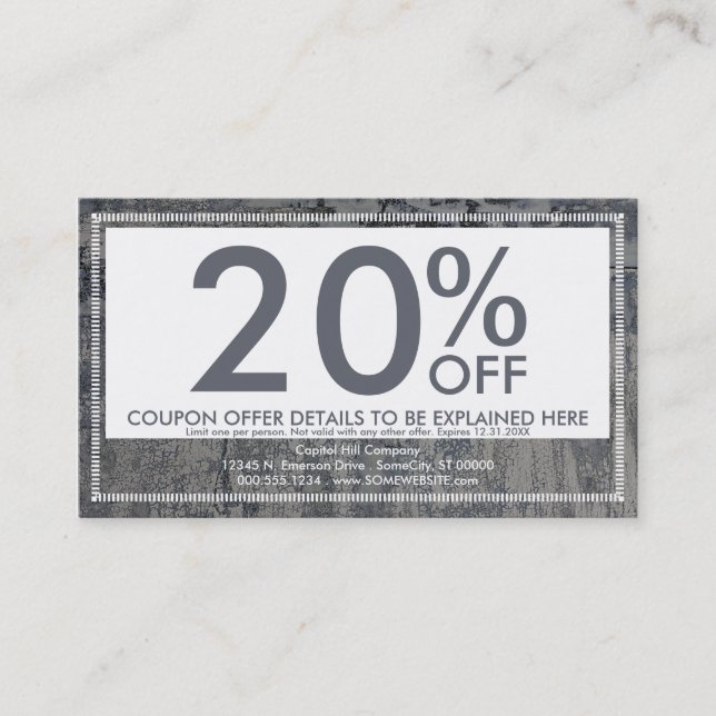 De Desconto cartão friável do vale da textura (Frente)