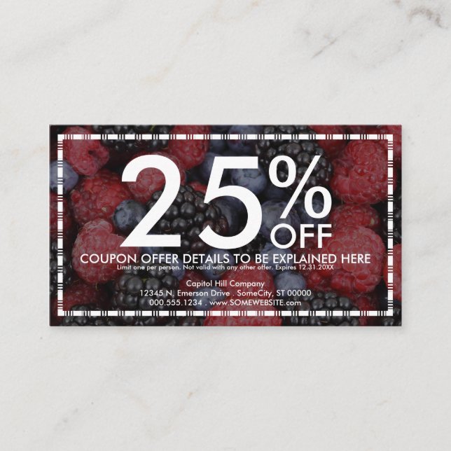De Desconto cartão misturado do vale das bagas (Frente)