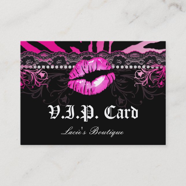 De Desconto Rosa da zebra dos lábios do laço do cartão do VIP (Frente)