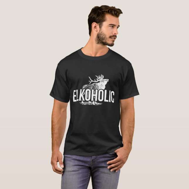 De Elkoholic da caça do vício do excelente t-shirt (Frente Completa)