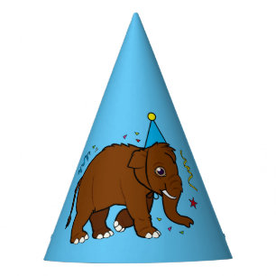 De Festa Mammoth lanoso em um chapéu do partido