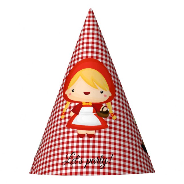 De Festa Pequeno Chapéu Vermelho em Gingham Vermelho (Frente)