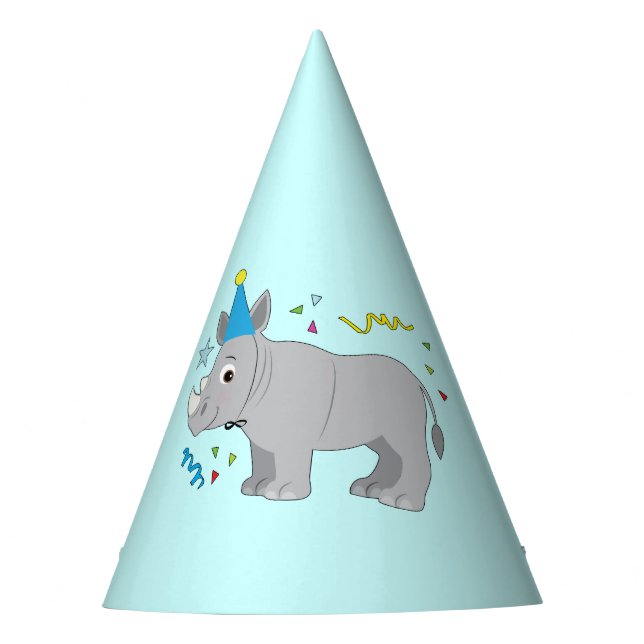 De Festa Rinoceronte com um chapéu do aniversário (Frente)