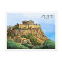 Atenas Grécia Aquarela Cartão Postal | Vistas Hist