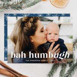 De Festividades Bah Humbug Ugh Blue Funny Holiday Cartão com fotos
