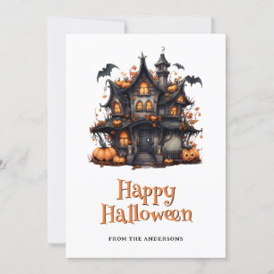 De Festividades Bats Pumpkins Ghost Huneen House Cartão