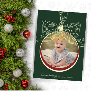 De Festividades Bauble e Arco Cartão com fotos Vermelho Verde