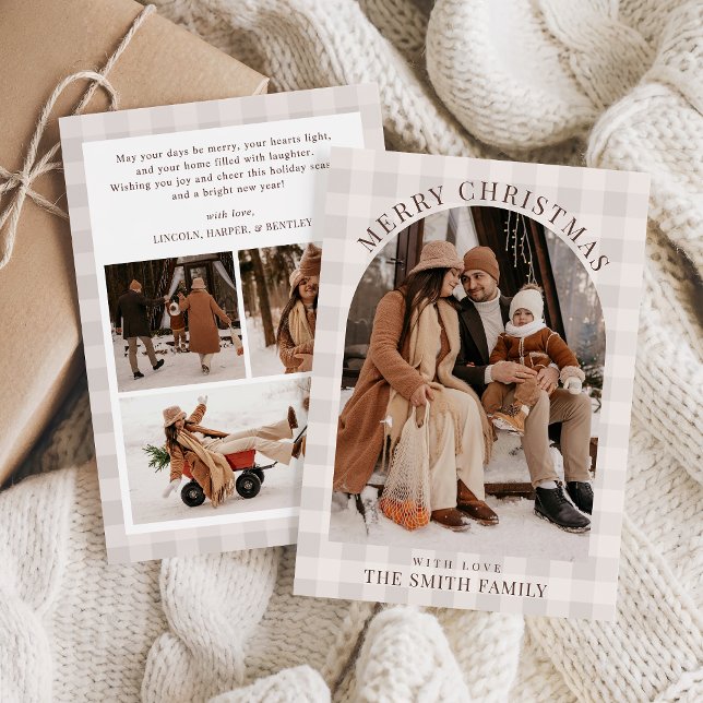 De Festividades Boho Arch Holiday Cartão com fotos, Feliz Natal (Criador carregado)