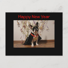 De Festividades Bulldog francês cartão postal “Happy Year New "
