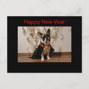 De Festividades Bulldog francês cartão postal “Happy Year New 