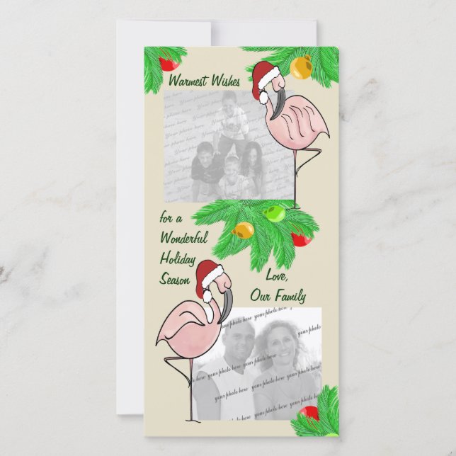 De Festividades Cartão alegre da foto dos flamingos (Frente)