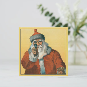 De Festividades Cartão Antigo Papai Noel está Mal-humorado e Armad