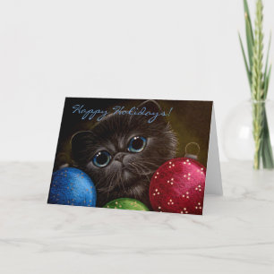 De Festividades Cartão AZUL PERSIAN KITTEN CAT HOLIDAY