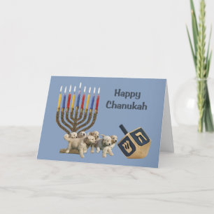 De Festividades Cartão Chanukah para Retriever ouro Menorah Dreide