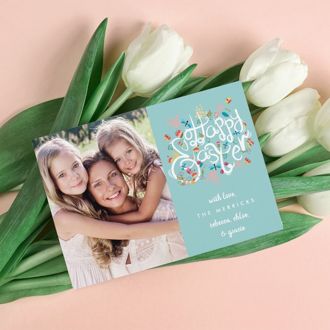 De Festividades Cartão com fotos Blooms Páscoa (Criador carregado)
