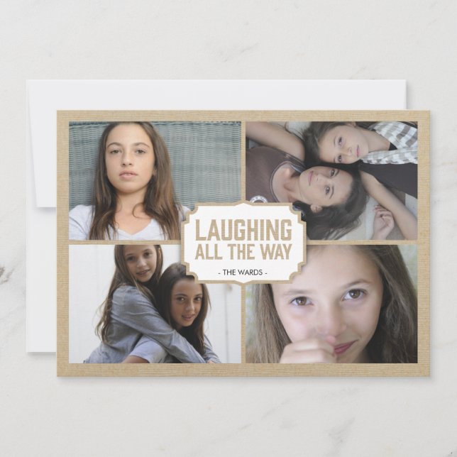 De Festividades Cartão com fotos branco rústico do feriado do (Frente)