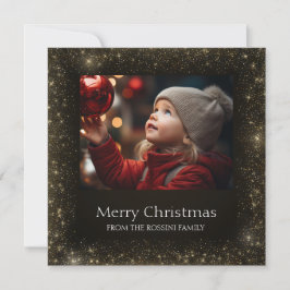 De Festividades Cartão com fotos brilhante preto-e-Dourado