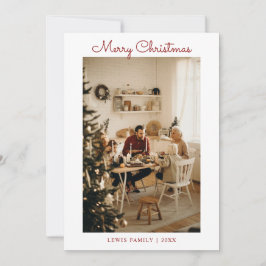De Festividades Cartão com fotos Classic Red Merry Christmas Famil
