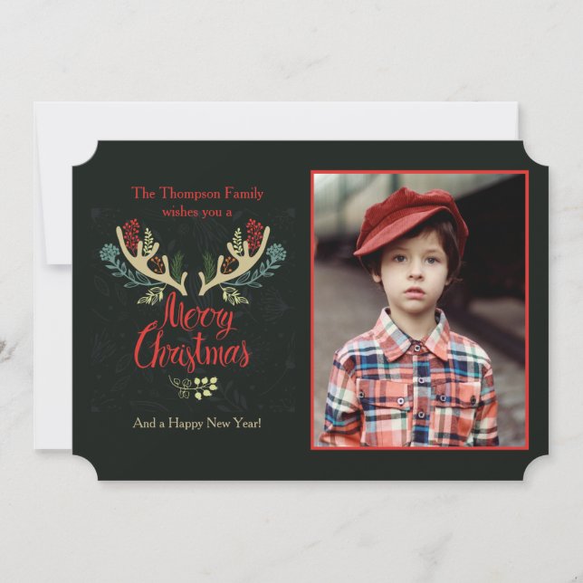 De Festividades Cartão com fotos dos Antlers do Natal (Frente)