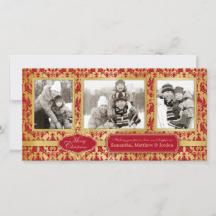 De Festividades Cartão com fotos Dourado da Brocade Natal
