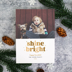 De Festividades Cartão com fotos Dourado Shine Bright Hanukkah