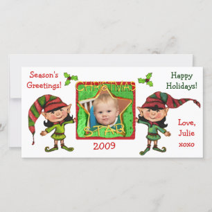De Festividades Cartão com fotos Elves natais vintages