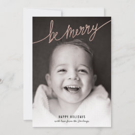 De Festividades Cartão com fotos Faux Copper Foil Script Holiday