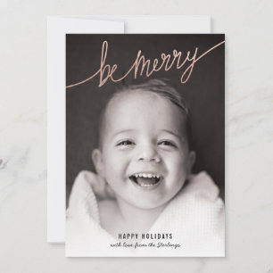 De Festividades Cartão com fotos Faux Copper Foil Script Holiday